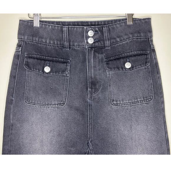 Free People We The Free Black Denim Madison Midi Slit Skirt Size 27 / Small - Picture 4 of 9